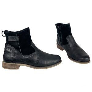 Josef Seibel Sz 39 Black Leather Suede Ankle Boots Booties